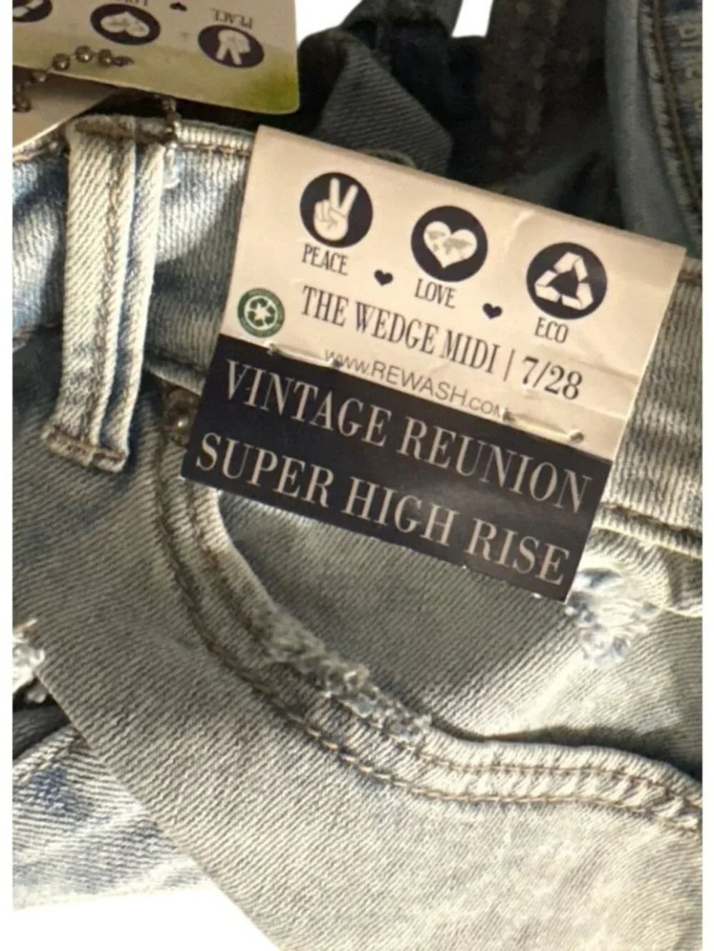 Rewash The Wedge Midi Sz 7/28 Super High Rise Denim Vtg Reunion Distress Shorts